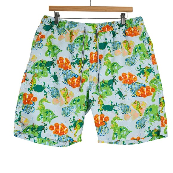 Peter Millar Other - Peter Millar Mens Aquatic Print Swim Trunks Blue Clownfish‎ Seahorse MS 13P07